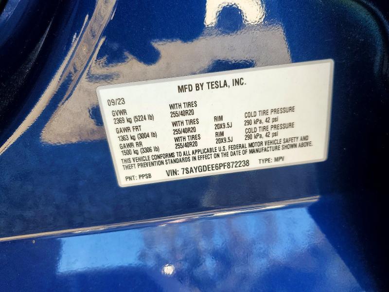 77592895 :رقم المزاد ، 7SAYGDEE6PF872238 vin ، 2023 Tesla Model Y مزاد بيع