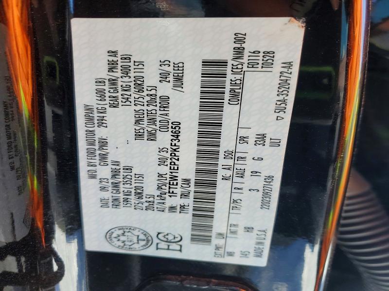 Продаж на аукціоні авто 2023 Ford F150, vin: 1FTEW1EP2PKF34650, номер лоту: 75357435