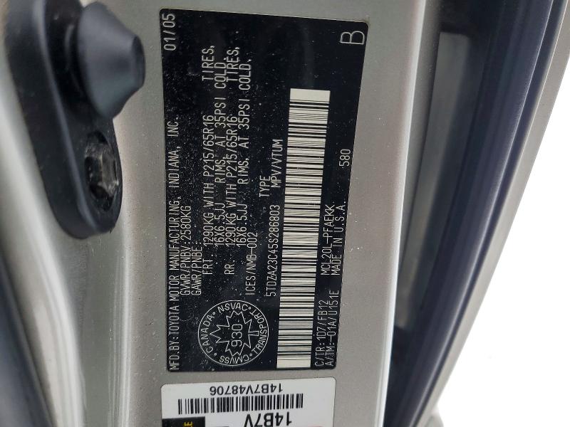 Aukcja sprzedaży 2005 Toyota Sienna, vin: 5TDZA23C45S286803, numer aukcji: 76111585