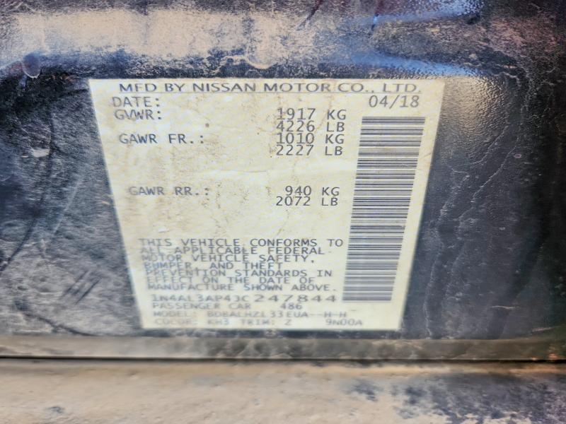 76428125 :رقم المزاد ، 1N4AL3AP4JC247844 vin ، 2018 Nissan Altima 2.5 مزاد بيع