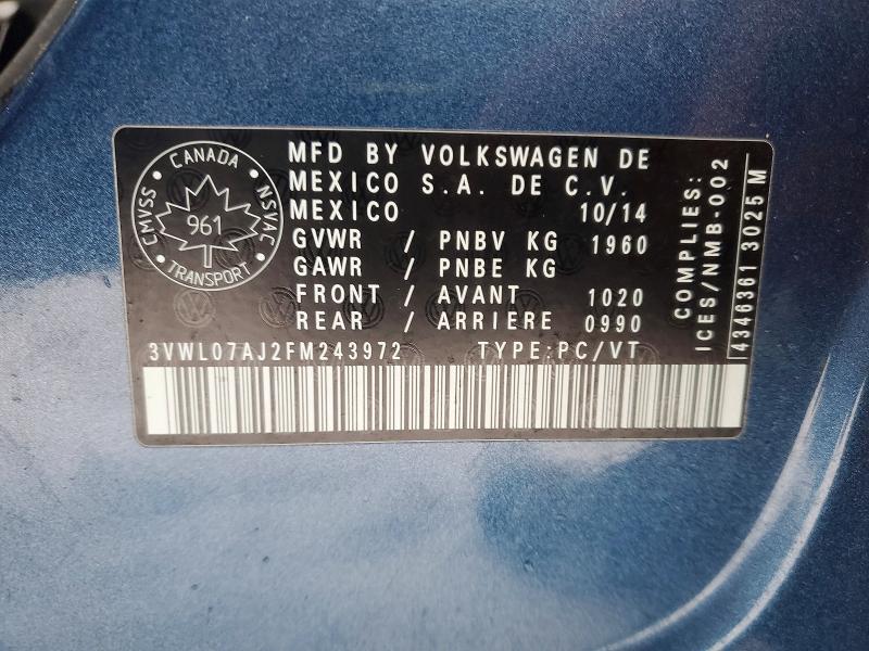 Продажа на аукционе авто 2015 Volkswagen Jetta, vin: 3VWL07AJ2FM243972, номер лота: 78338645