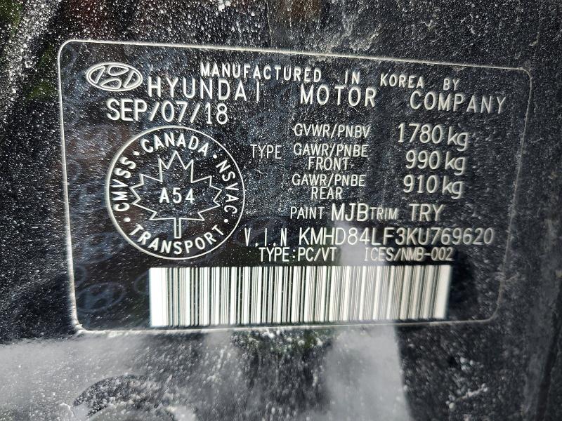 75648435 :رقم المزاد ، KMHD84LF3KU769620 vin ، 2019 Hyundai Elantra Se مزاد بيع