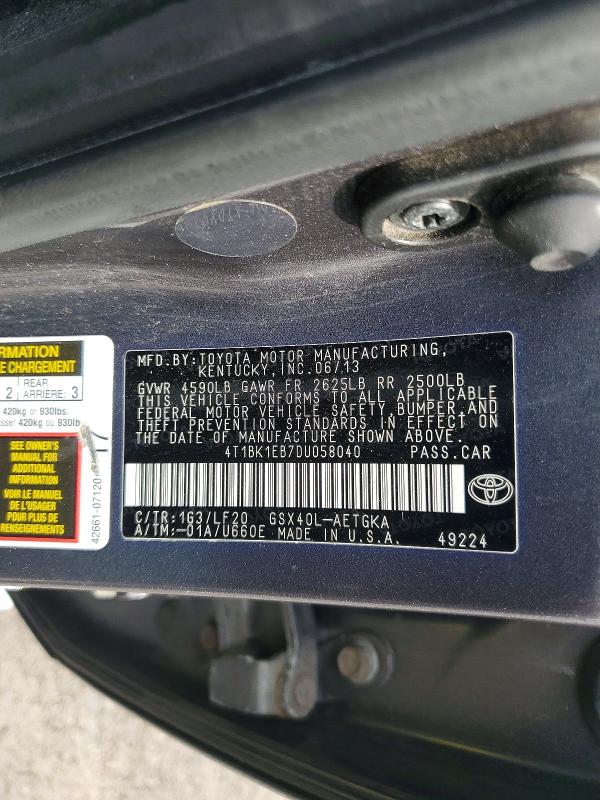 Aukcja sprzedaży 2013 Toyota Avalon, vin: 4T1BK1EB7DU058040, numer aukcji: 78890265