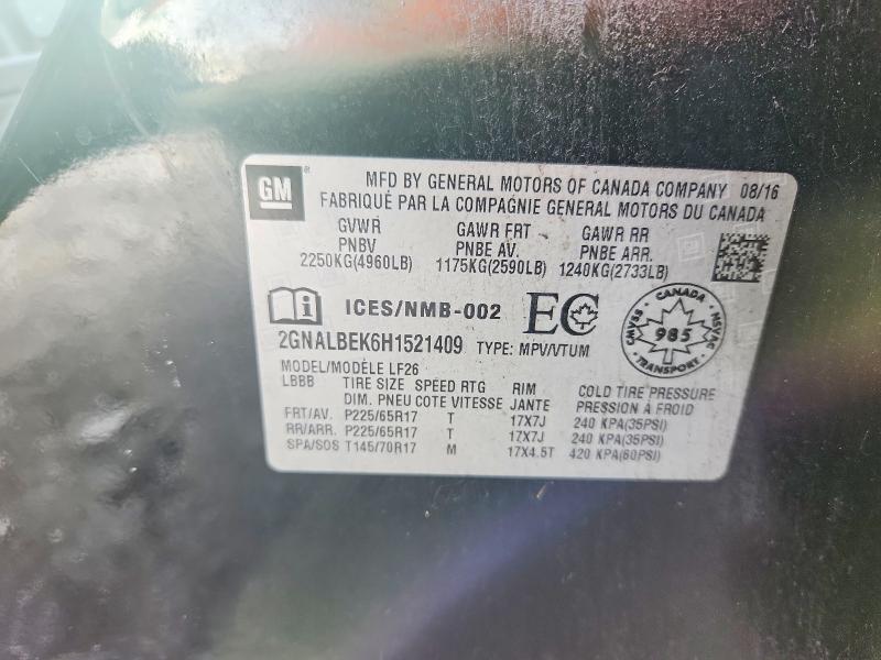 2017 Chevrolet Equinox მანქანა იყიდება აუქციონზე, vin: 2GNALBEK6H1521409, აუქციონის ნომერი: 77358205