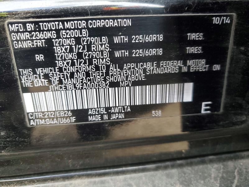 76537905 :رقم المزاد ، JTHCE1BL9FA000382 vin ، 2015 Lexus Gs مزاد بيع