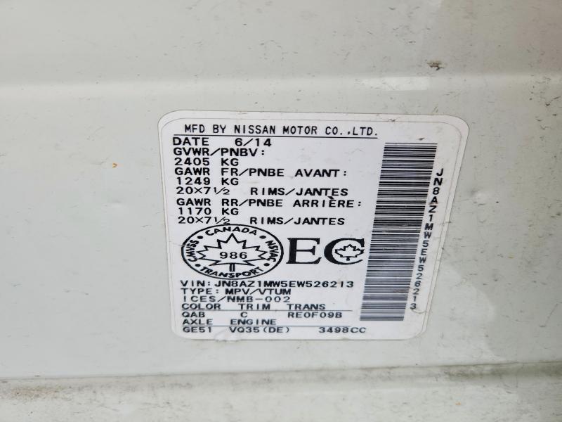 Aukcja sprzedaży 2014 Nissan Murano, vin: JN8AZ1MW5EW526213, numer aukcji: 77021985