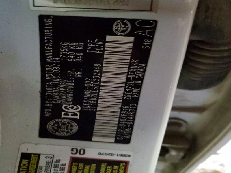 73680365 :رقم المزاد ، 2T1BURHE5FC232948 vin ، 2015 Toyota Corolla مزاد بيع