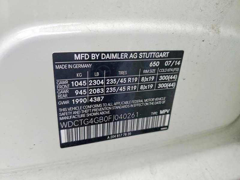 Продаж на аукціоні авто 2015 Mercedes-benz Gla, vin: WDCTG4GB0FJ040261, номер лоту: 75350875