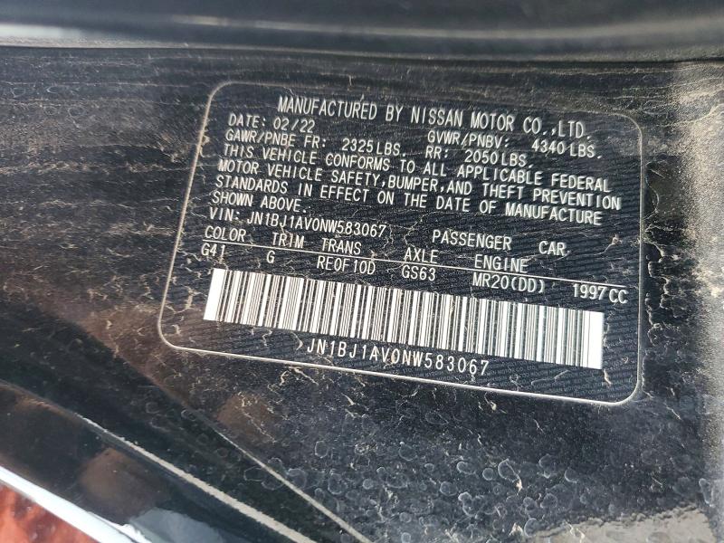 76648295 :رقم المزاد ، JN1BJ1AV0NW583067 vin ، 2022 Nissan Rogue Sport مزاد بيع
