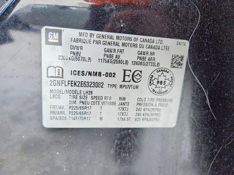 2014 Chev Equinox მანქანა იყიდება აუქციონზე, vin: 2GNFLFEK2E6323082, აუქციონის ნომერი: 74790185