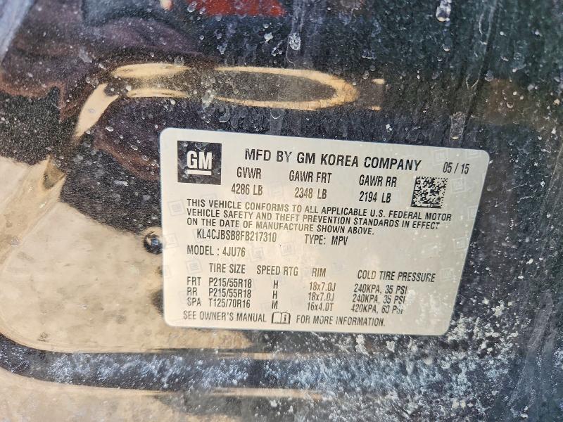 2015 Buick Encore მანქანა იყიდება აუქციონზე, vin: KL4CJBSB8FB217310, აუქციონის ნომერი: 79099375