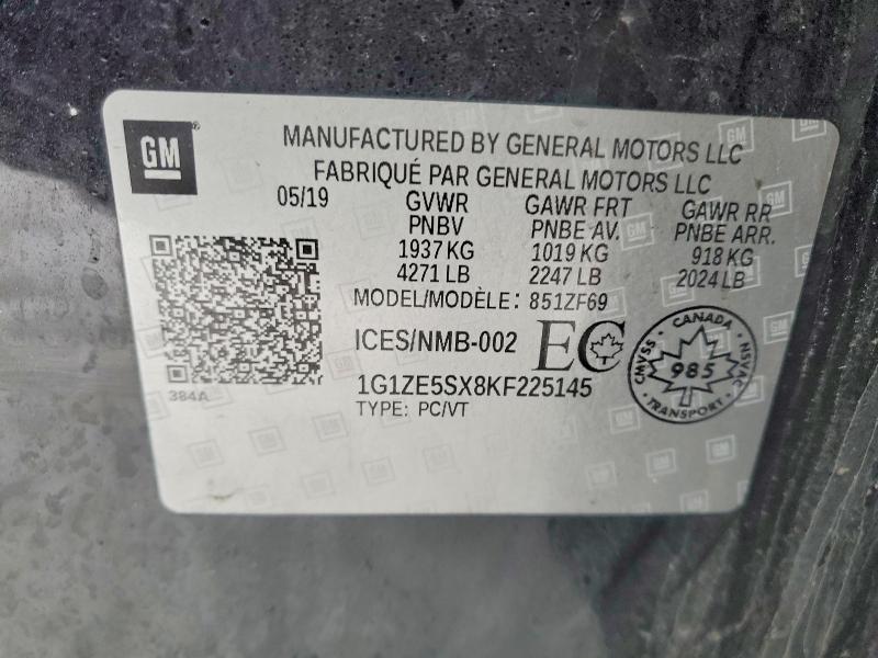Продаж на аукціоні авто 2019 Chevrolet Malibu, vin: 1G1ZE5SX8KF225145, номер лоту: 75618285
