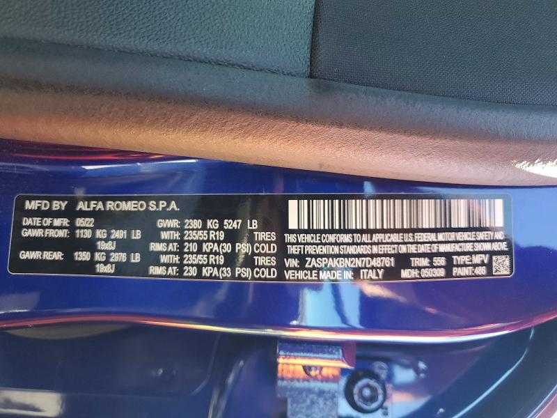 Продажа на аукционе авто 2022 Alfa Romeo Stelvio, vin: ZASPAKBN2N7D48761, номер лота: 78852465