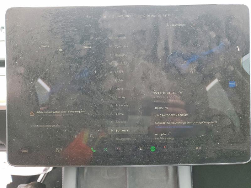 Aukcja sprzedaży 2022 Tesla Model Y, vin: 7SAYGDEE6NA007411, numer aukcji: 74208265