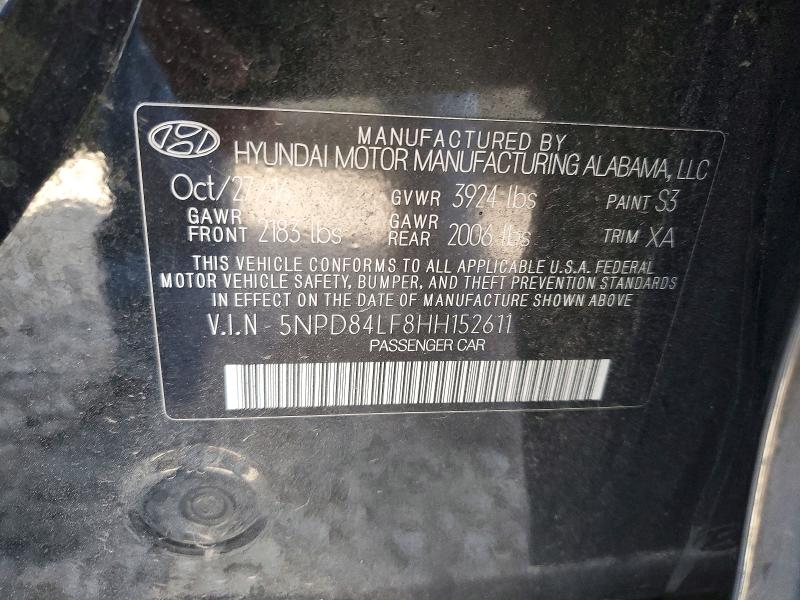 2017 Hyundai Elantra მანქანა იყიდება აუქციონზე, vin: 5NPD84LF8HH152611, აუქციონის ნომერი: 76406105
