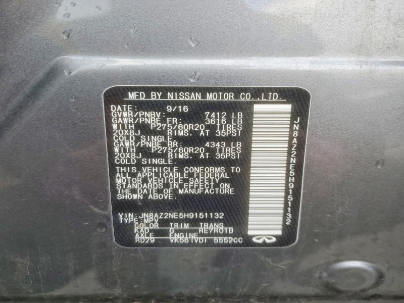 Aukcja sprzedaży 2017 Infiniti Qx80, vin: JN8AZ2NE5H9151132, numer aukcji: 77173615