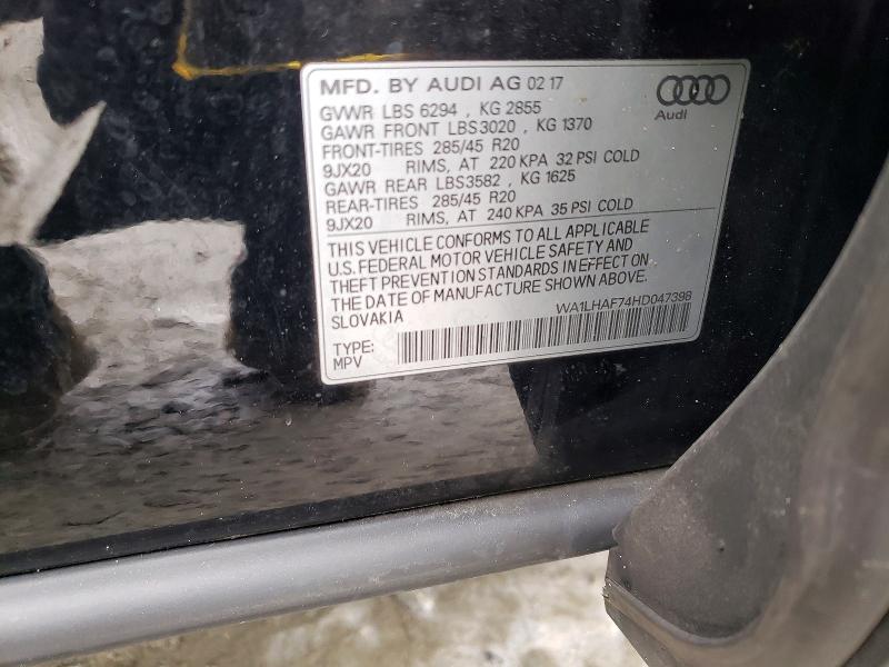 Продажа на аукционе авто 2017 Audi Q7, vin: WA1LHAF74HD047398, номер лота: 77519215