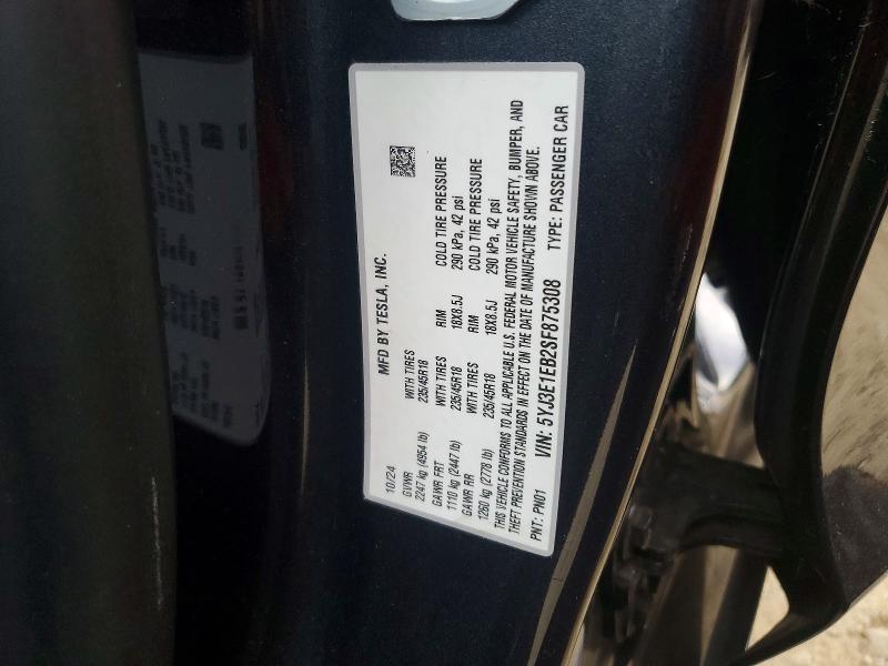 Aukcja sprzedaży 2025 Tesla Model 3, vin: 5YJ3E1EB2SF875308, numer aukcji: 78728195