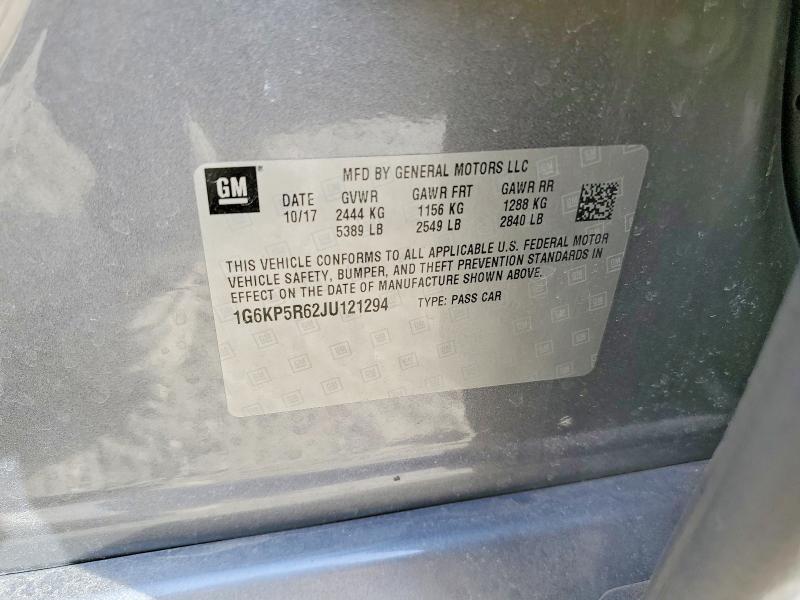 Auction sale of the 2018 Cadillac Ct6, vin: 1G6KP5R62JU121294, lot number: 76122345
