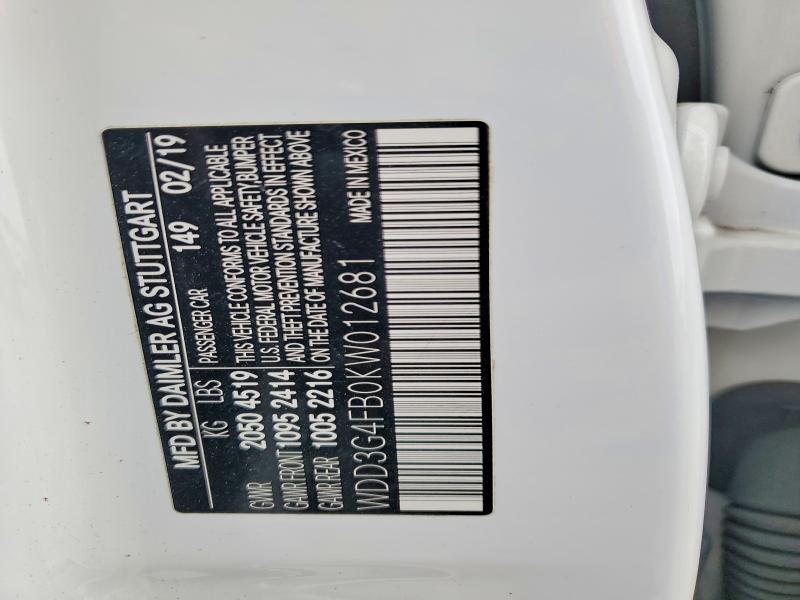 Продажа на аукционе авто 2019 Mercedes-benz A, vin: WDD3G4FB0KW012681, номер лота: 78892685