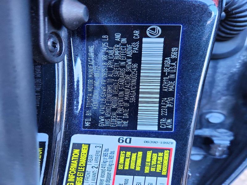Aukcja sprzedaży 2022 Lexus Es 300h, vin: 58AGA1C1XNU025496, numer aukcji: 78538535