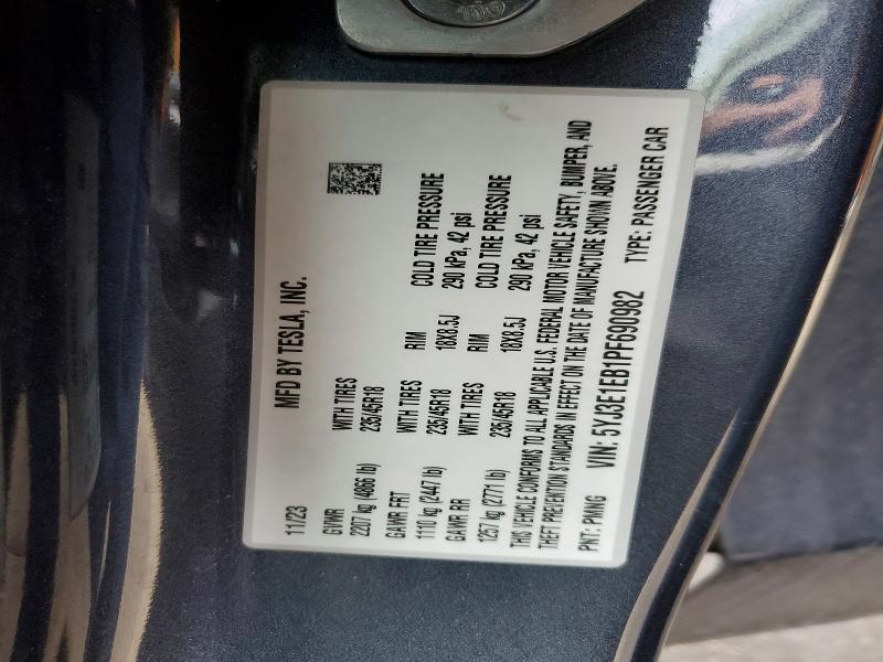 2023 Tesla Model 3 მანქანა იყიდება აუქციონზე, vin: 5YJ3E1EB1PF690982, აუქციონის ნომერი: 77686945