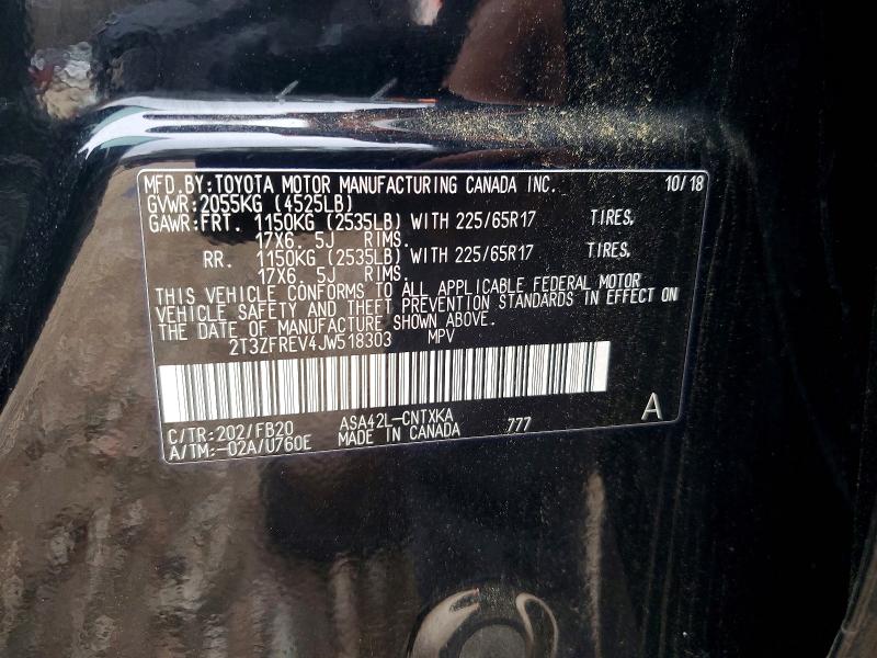 Продажа на аукционе авто 2018 Toyota Rav4, vin: 2T3ZFREV4JW518303, номер лота: 76138035
