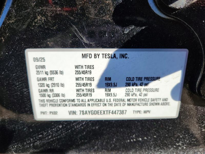 2026 Tesla Model Y მანქანა იყიდება აუქციონზე, vin: 7SAYGDEEXTF447387, აუქციონის ნომერი: 77444155