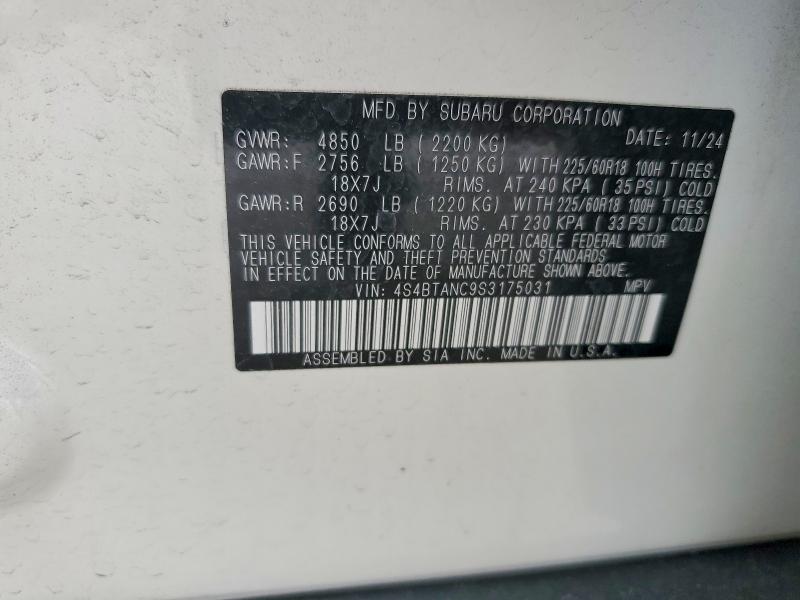 76914785 :رقم المزاد ، 4S4BTANC9S3175031 vin ، 2025 Subaru Outback مزاد بيع