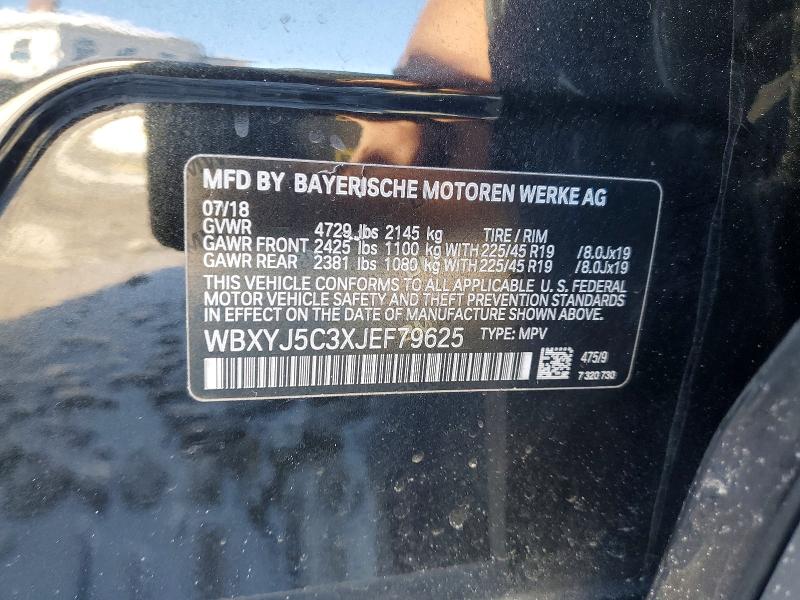 2018 Bmw X2 მანქანა იყიდება აუქციონზე, vin: WBXYJ5C3XJEF79625, აუქციონის ნომერი: 77578225