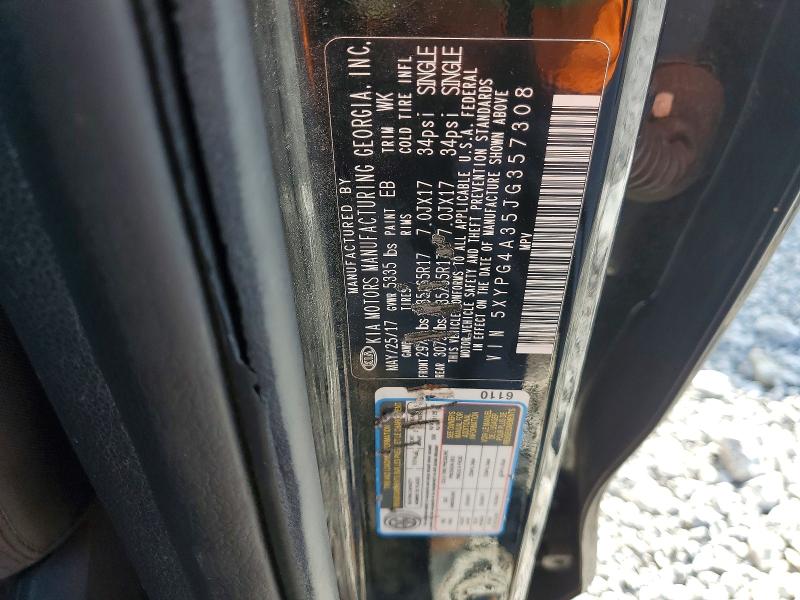 77847465 :رقم المزاد ، 5XYPG4A35JG357308 vin ، 2018 Kia Sorento مزاد بيع