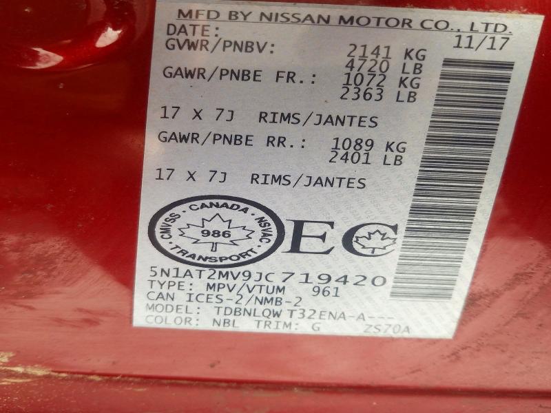 Aukcja sprzedaży 2018 Nissan Rogue, vin: 5N1AT2MV9JC719420, numer aukcji: 75841275