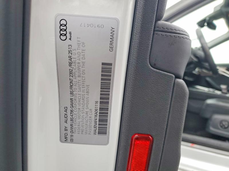 Aukcja sprzedaży 2019 Audi A4, vin: WAUENAF41KA061116, numer aukcji: 78477565