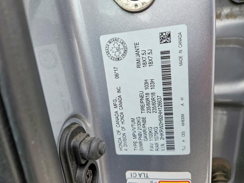 2017 Honda Cr-v მანქანა იყიდება აუქციონზე, vin: 2HKRW2H92HH126637, აუქციონის ნომერი: 75633875