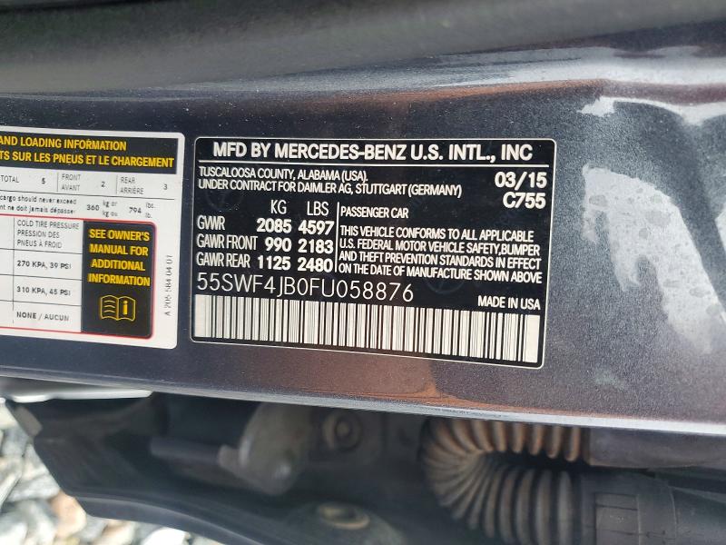Aukcja sprzedaży 2015 Mercedes-benz C, vin: 55SWF4JB0FU058876, numer aukcji: 77348275