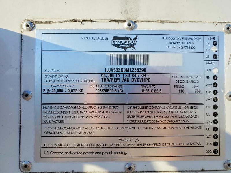 Продажа на аукционе авто 2021 Wabash Dvc, vin: 1JJV532D0ML235390, номер лота: 78693755