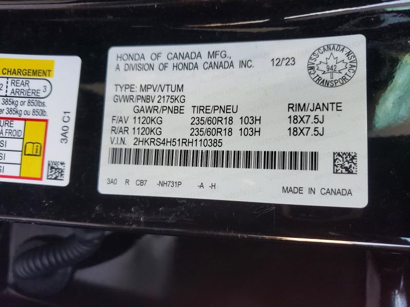 Aukcja sprzedaży 2024 Honda Cr-v, vin: 2HKRS4H51RH110385, numer aukcji: 76229695