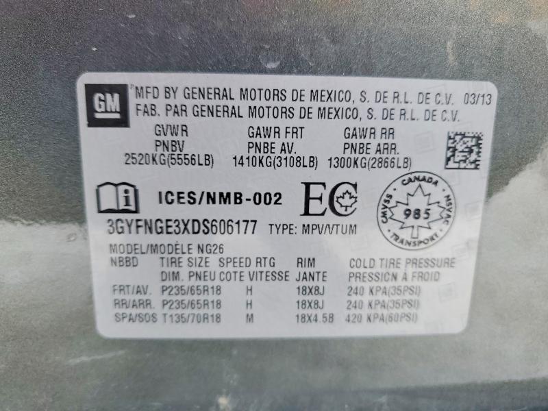 78435695 :رقم المزاد ، 3GYFNGE3XDS606177 vin ، 2013 Cadillac Srx مزاد بيع