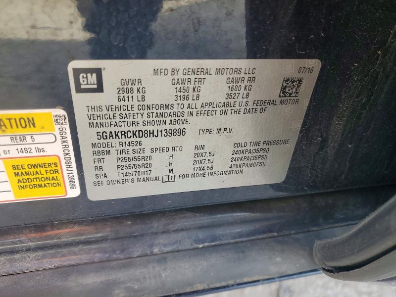 2017 Buick Enclave მანქანა იყიდება აუქციონზე, vin: 5GAKRCKD8HJ139896, აუქციონის ნომერი: 78135175
