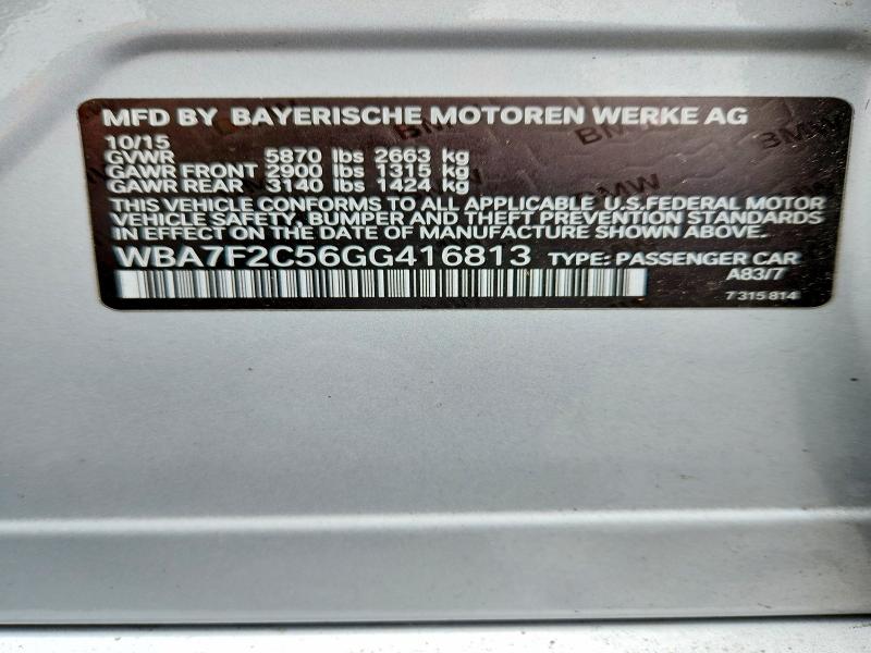 Aukcja sprzedaży 2016 Bmw 750, vin: WBA7F2C56GG416813, numer aukcji: 77763915