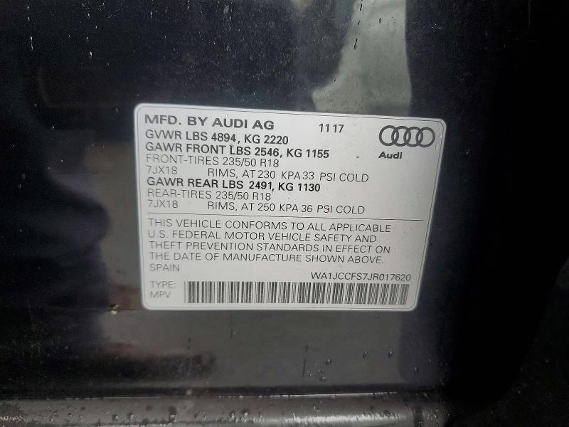 Продажа на аукционе авто 2018 Audi Q3, vin: WA1JCCFS7JR017620, номер лота: 77583545