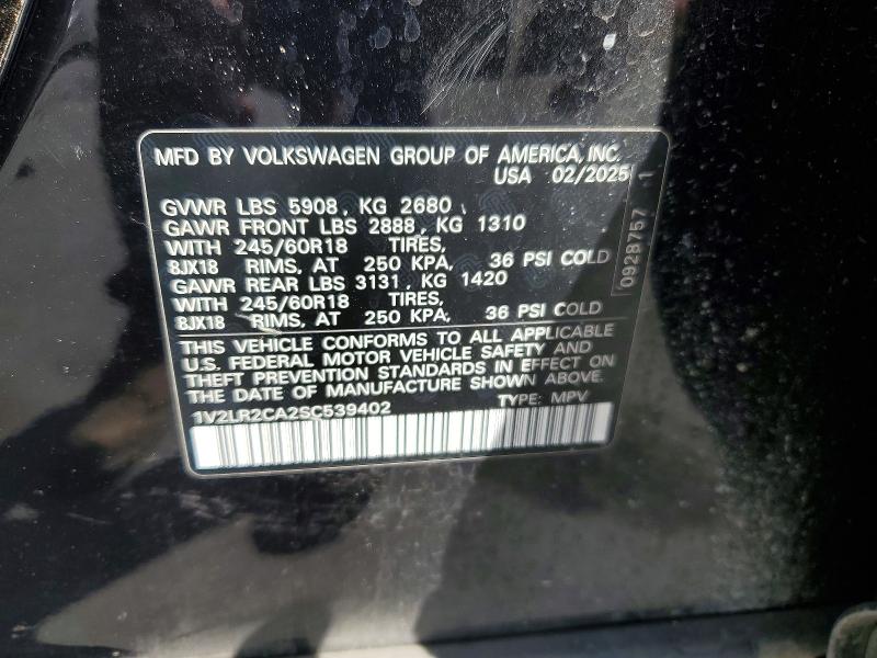Auction sale of the 2025 Volkswagen Atlas, vin: 1V2LR2CA2SC539402, lot number: 78129605