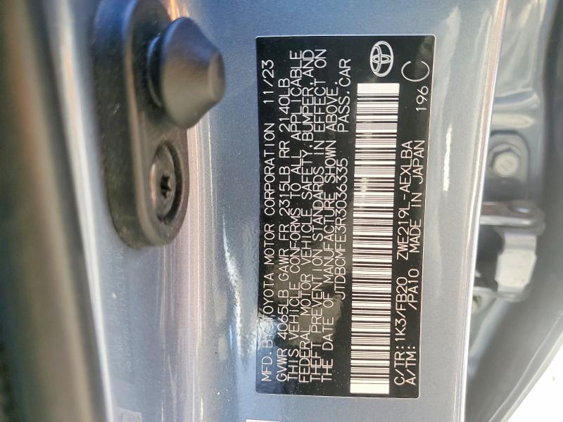 2024 Toyota Corolla მანქანა იყიდება აუქციონზე, vin: JTDBCMFE3R3036335, აუქციონის ნომერი: 75687045
