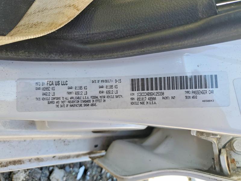 76963965 :رقم المزاد ، 1C3CCCAB9GN125330 vin ، 2016 Chrysler 200 مزاد بيع