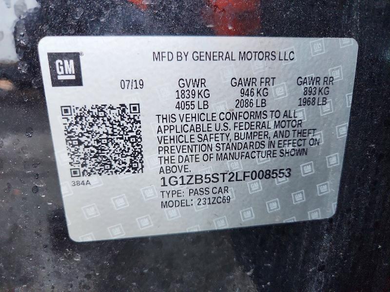 76821125 :رقم المزاد ، 1G1ZB5ST2LF008553 vin ، 2020 Chevrolet Malibu مزاد بيع