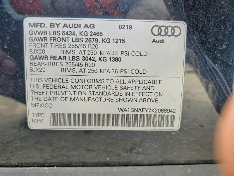 Продаж на аукціоні авто 2019 Audi Q5, vin: WA1BNAFY7K2068942, номер лоту: 78884955