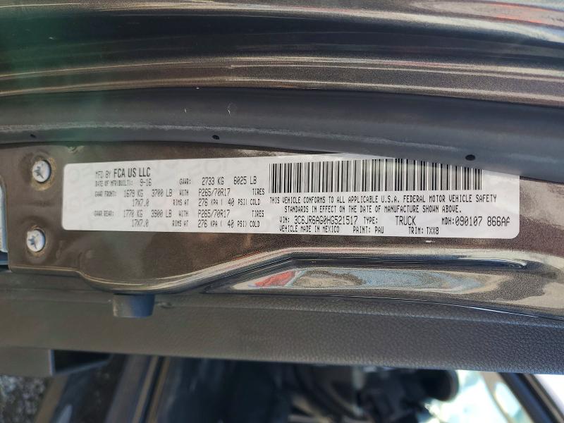 2017 Ram 1500 მანქანა იყიდება აუქციონზე, vin: 3C6JR6AG0HG521517, აუქციონის ნომერი: 74766335