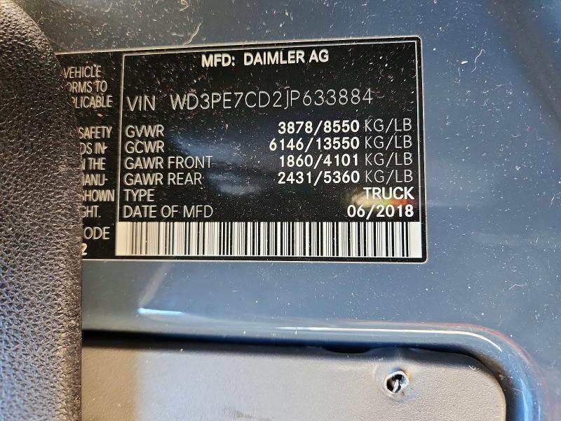 Aukcja sprzedaży 2018 Mercedes-benz Sprinter 2, vin: WD3PE7CD2JP633884, numer aukcji: 76209345