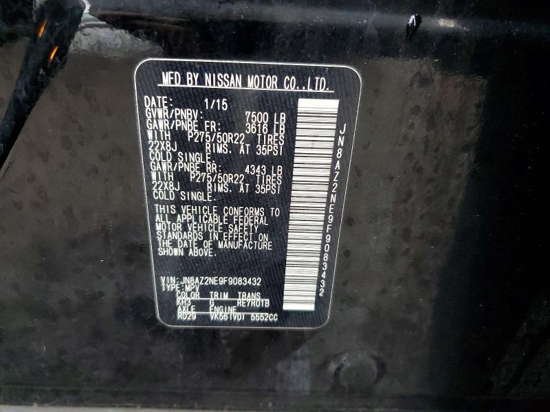 76955785 :رقم المزاد ، JN8AZ2NE9F9083432 vin ، 2015 Infiniti Qx80 مزاد بيع