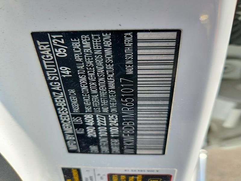 75588315 :رقم المزاد ، W1KWF8DB1MR651017 vin ، 2021 Mercedes-benz C مزاد بيع
